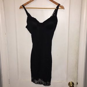 Black satiny slip with built in bra